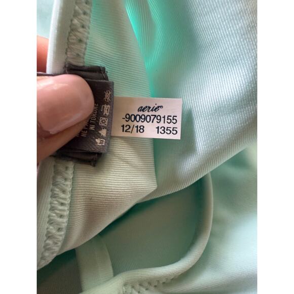 Aerie One Piece Swimsuit Seafoam Light Blue Keyhole Front Strappy Back Sz Medium - Picture 5 of 8